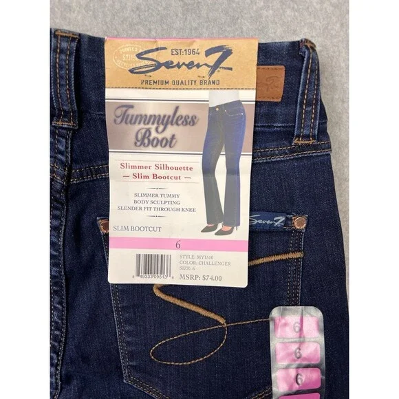 Seven Women's Tummyless High-Rise Slim Boot Blue Jeans Pants